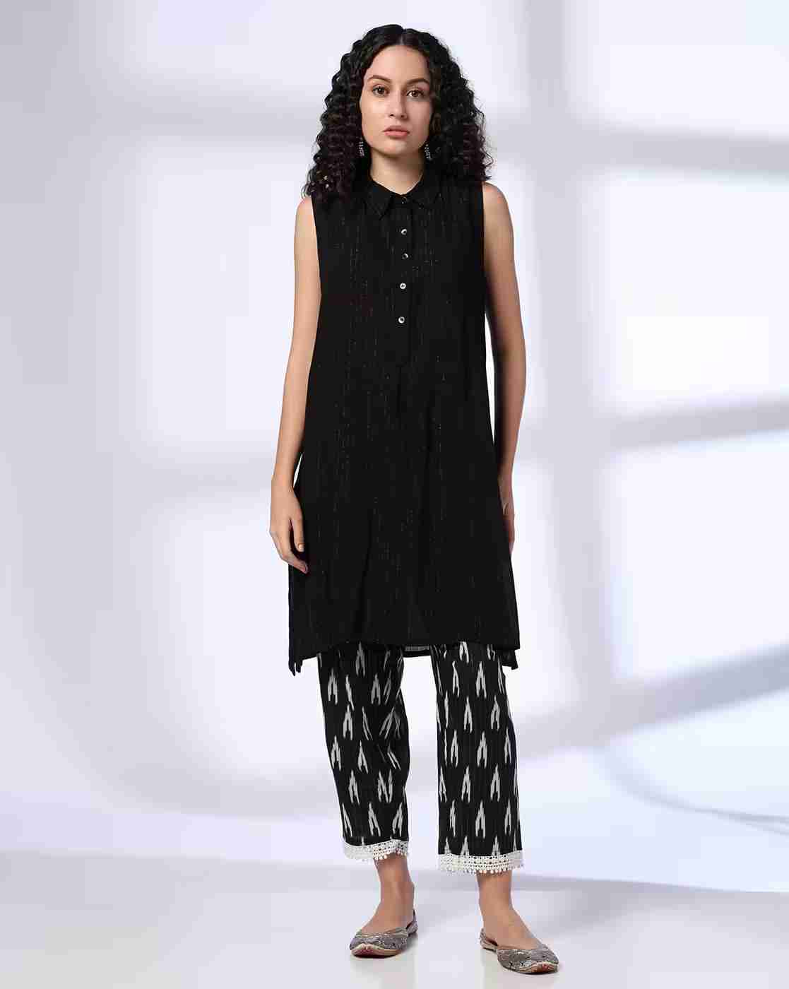AVAASA SET | Women Ikat Print A-Line Suit Set|3