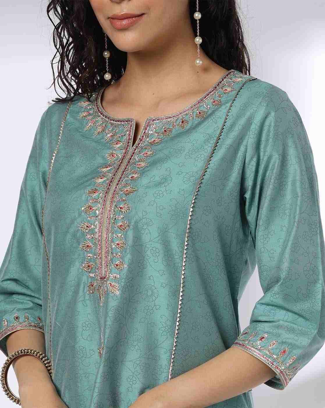 AVAASA SET | Women Embroidered A-Line Kurta with Pants|3