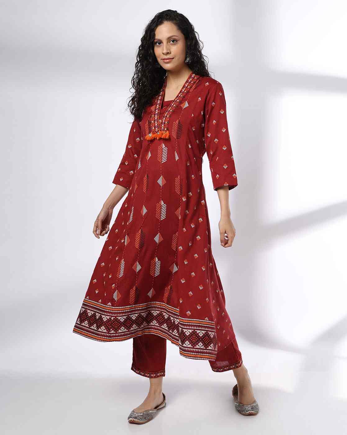 AVAASA SET | Women Printed A-Line Kurta with Pants|0