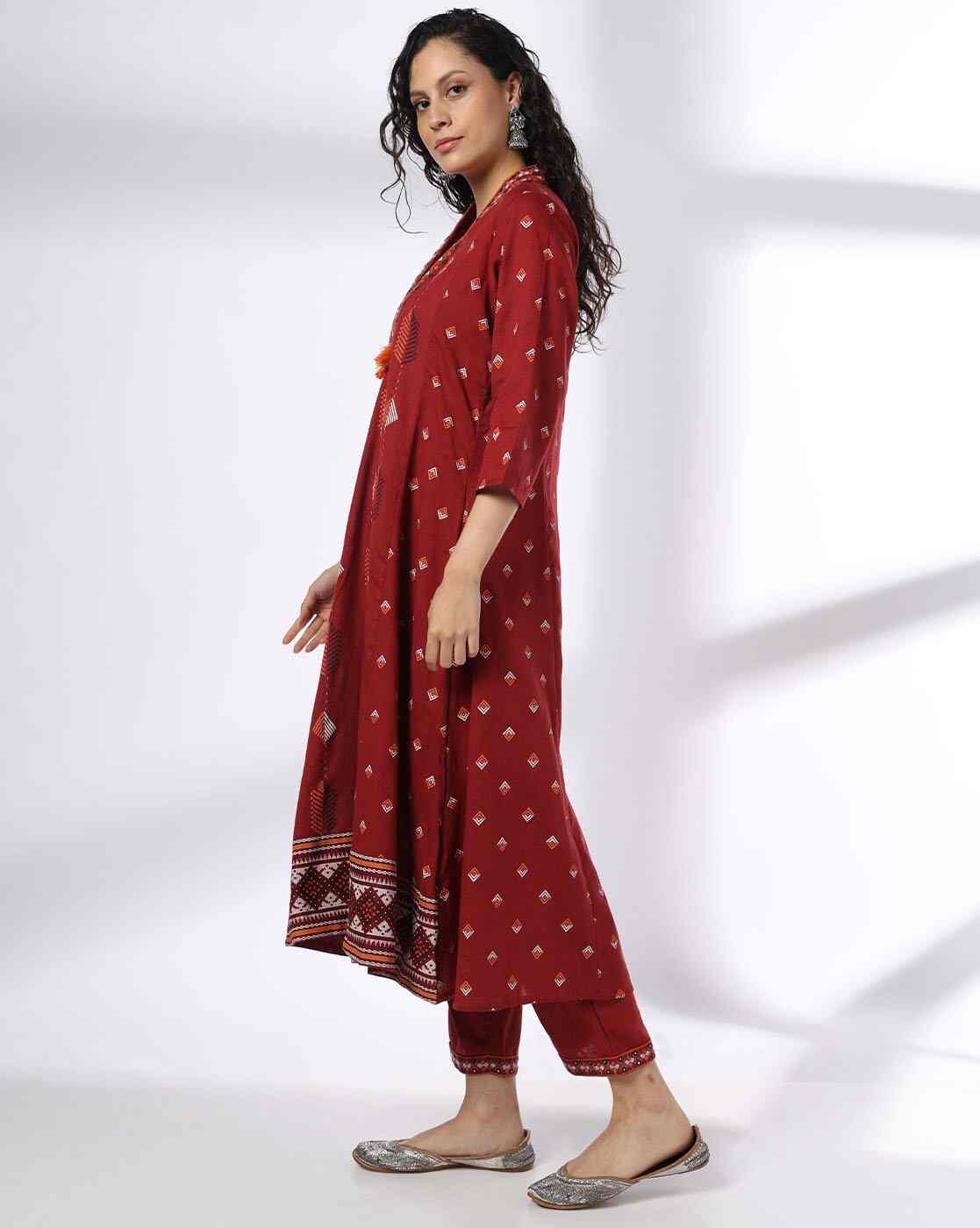 AVAASA SET | Women Printed A-Line Kurta with Pants|1