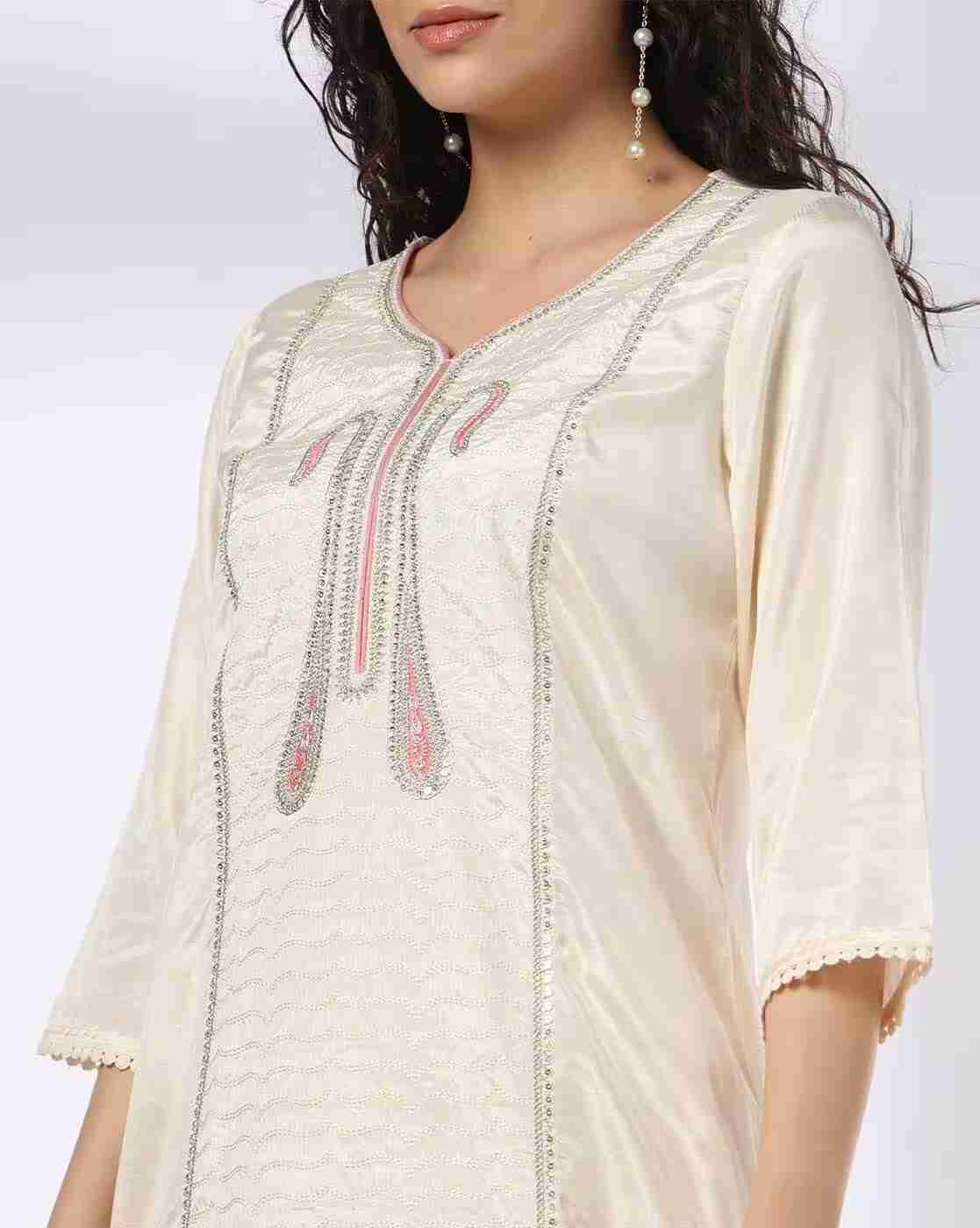 AVAASA SET | Women Embroidered Straight Kurta with Palazzos & Dupatta|4