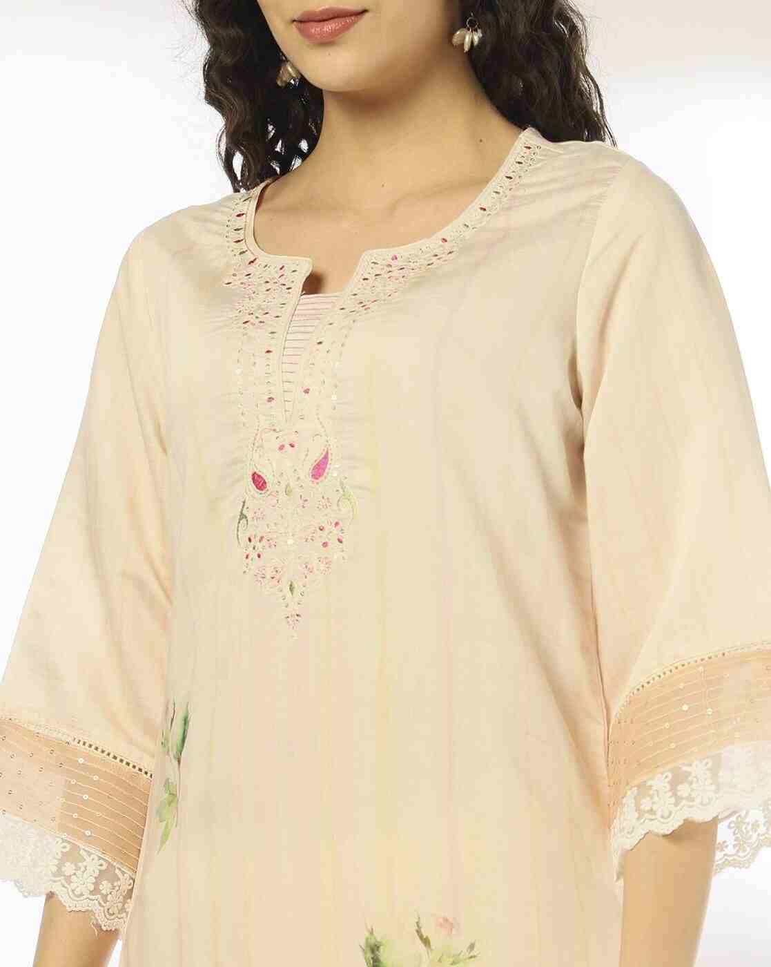 AVAASA SET | Women Floral Print Straight Kurta with Palazzos & Dupatta|4