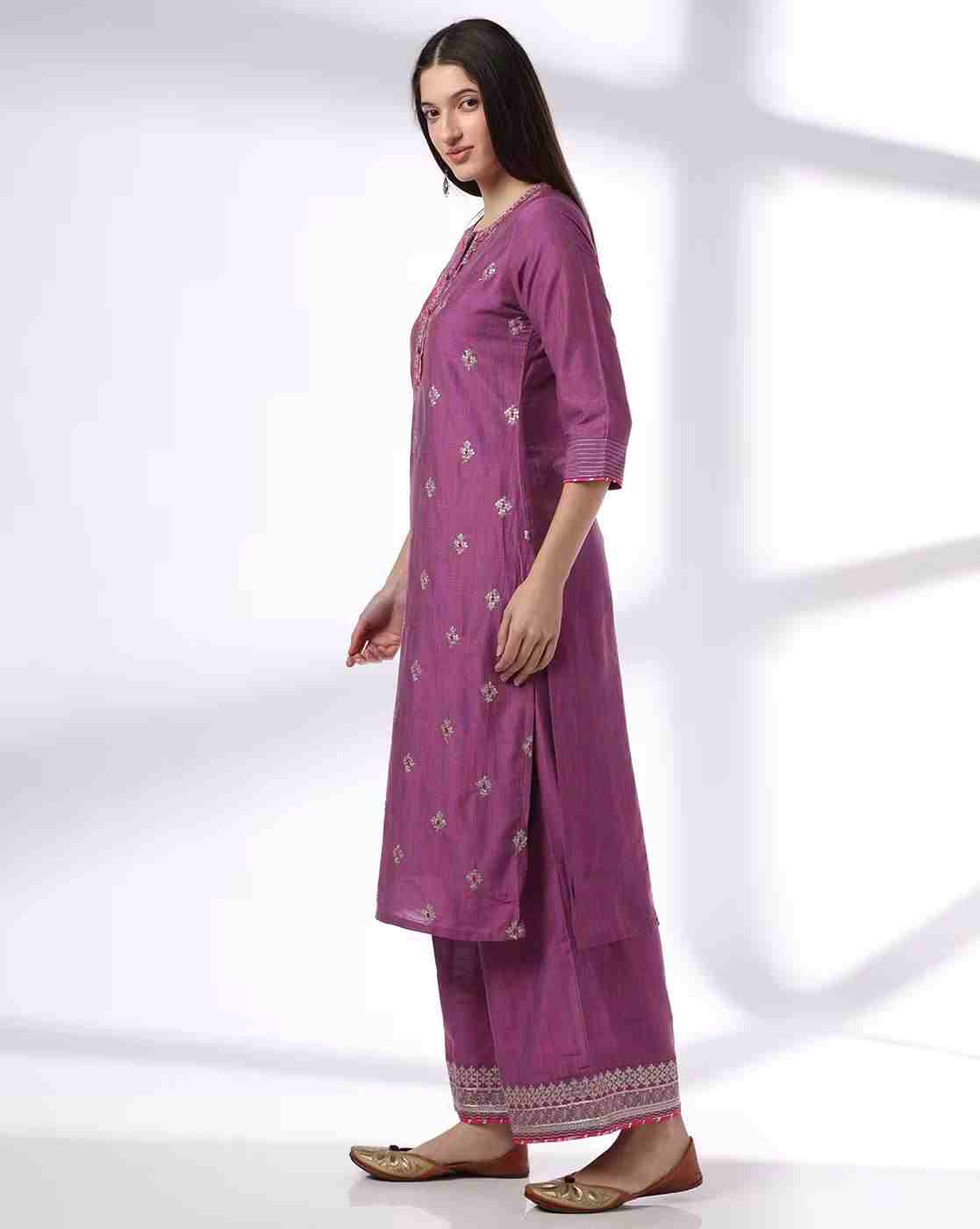 AVAASA SET | Women Embroidered Straight Kurta with Palazzos Set|1
