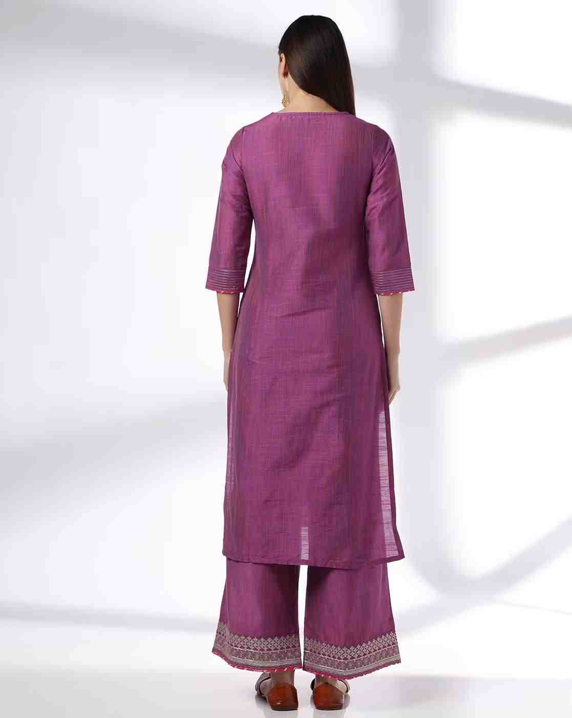 AVAASA SET | Women Embroidered Straight Kurta with Palazzos Set|2