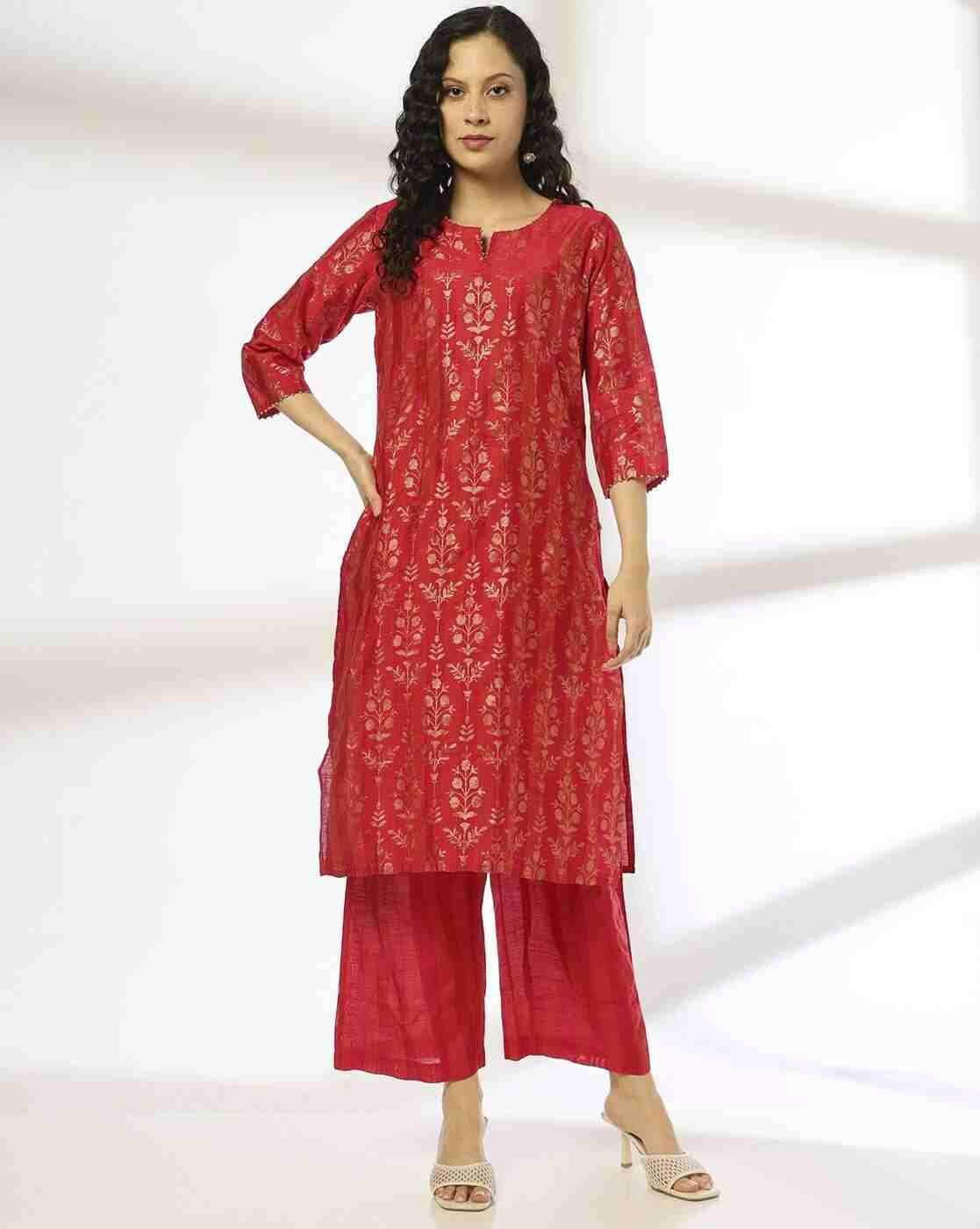 AVAASA SET | Women Foil Print Straight Kurta & Palazzos Set|0