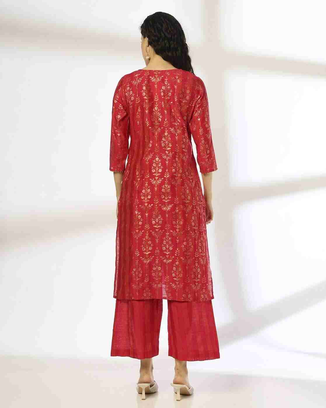 AVAASA SET | Women Foil Print Straight Kurta & Palazzos Set|2