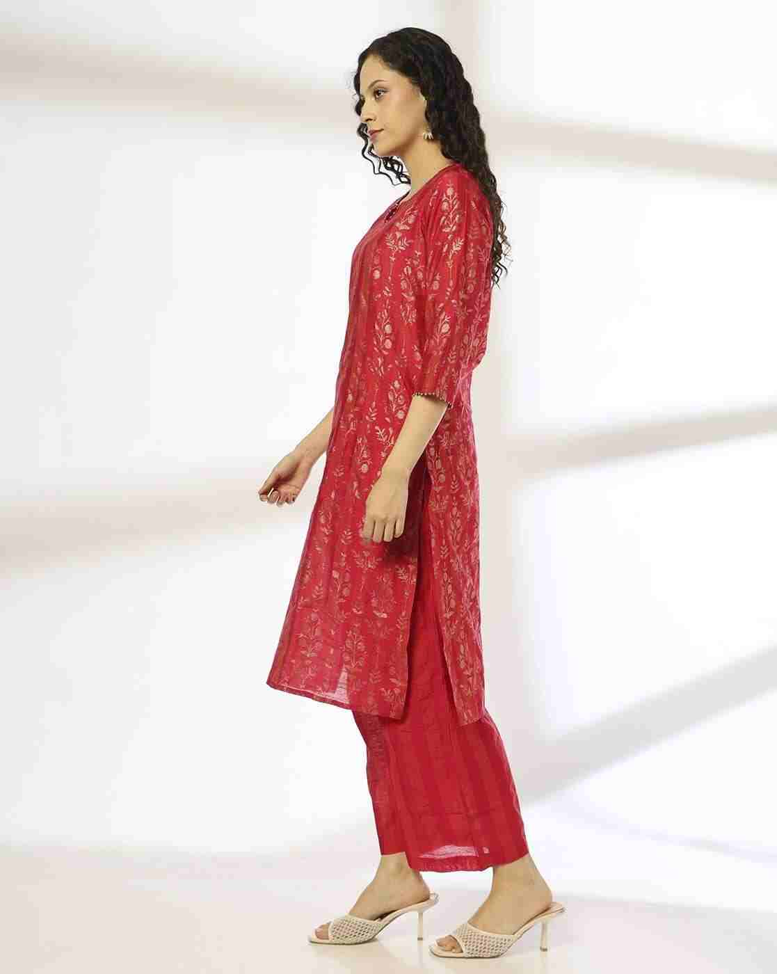 AVAASA SET | Women Foil Print Straight Kurta & Palazzos Set|3