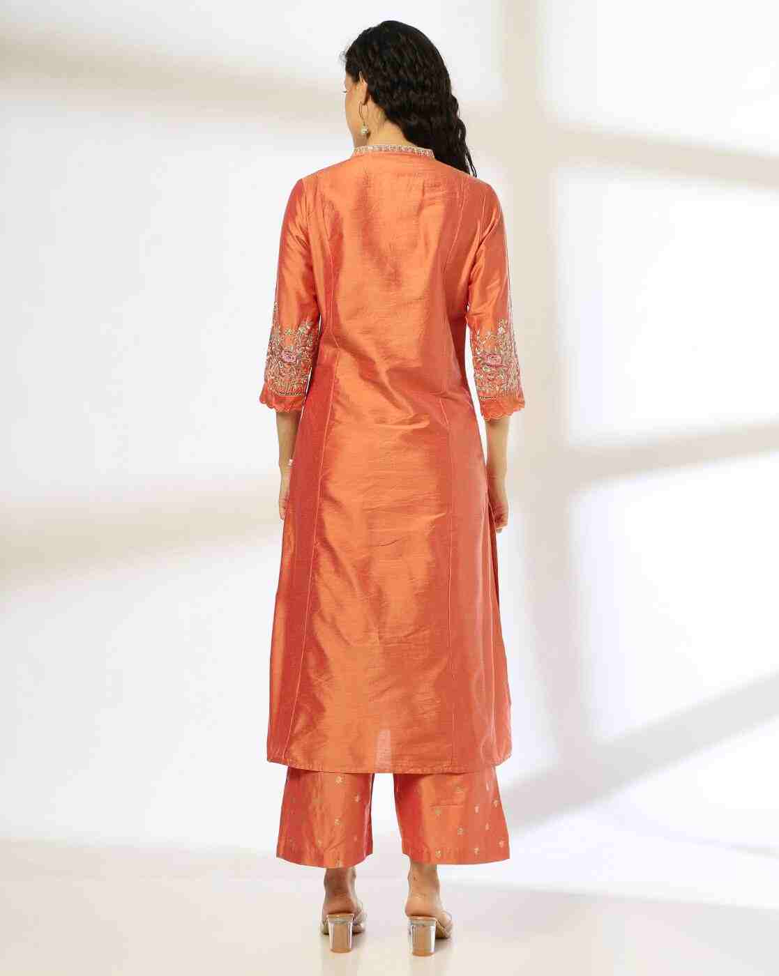AVAASA SET | Women Embroidered Straight Kurta with Palazzos & Dupatta|2