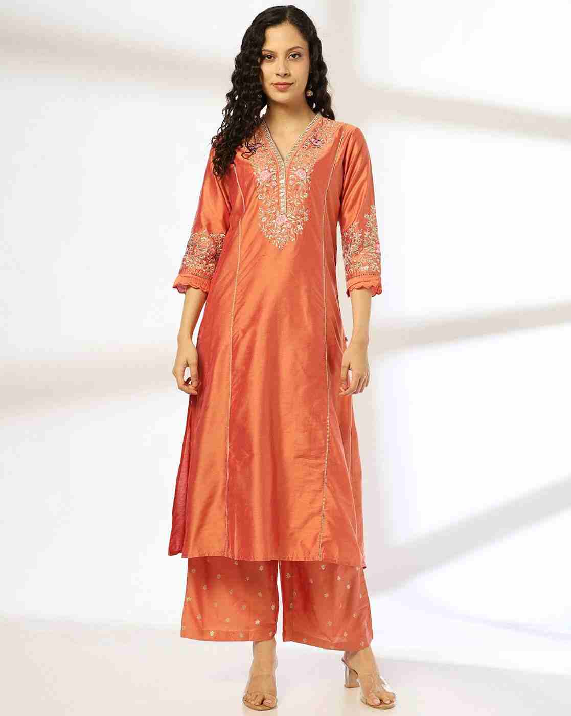 AVAASA SET | Women Embroidered Straight Kurta with Palazzos & Dupatta|3