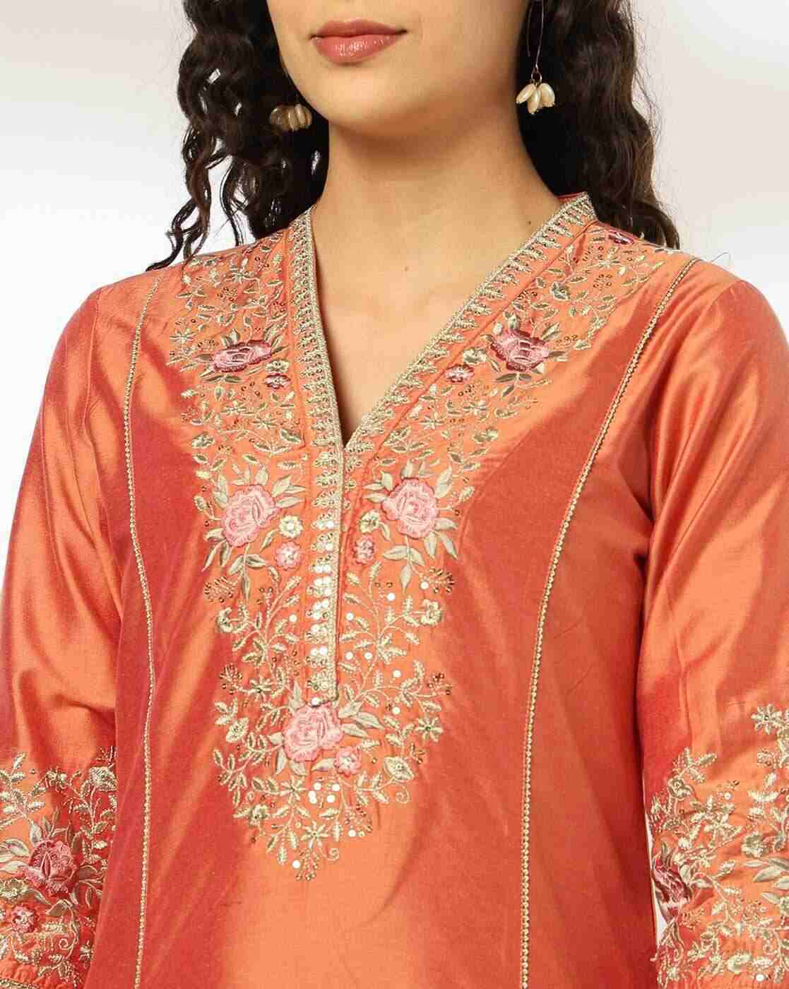 AVAASA SET | Women Embroidered Straight Kurta with Palazzos & Dupatta|4