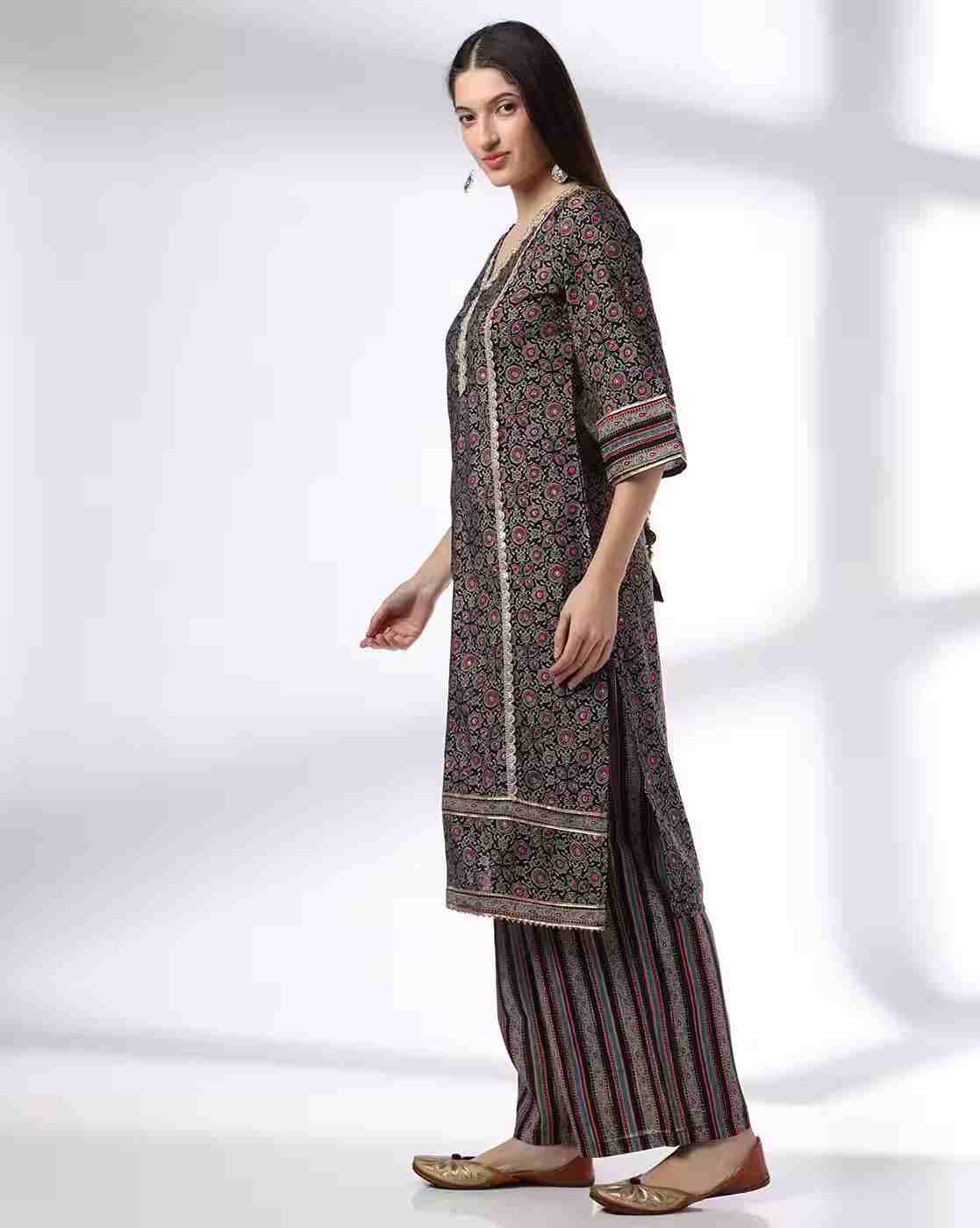 AVAASA SET | Women Printed Straight Kurta & Palazzos Set