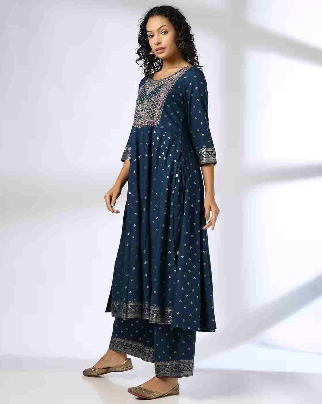 AVAASA SET | Women Printed Flared Kurta & Palazzos Set|1