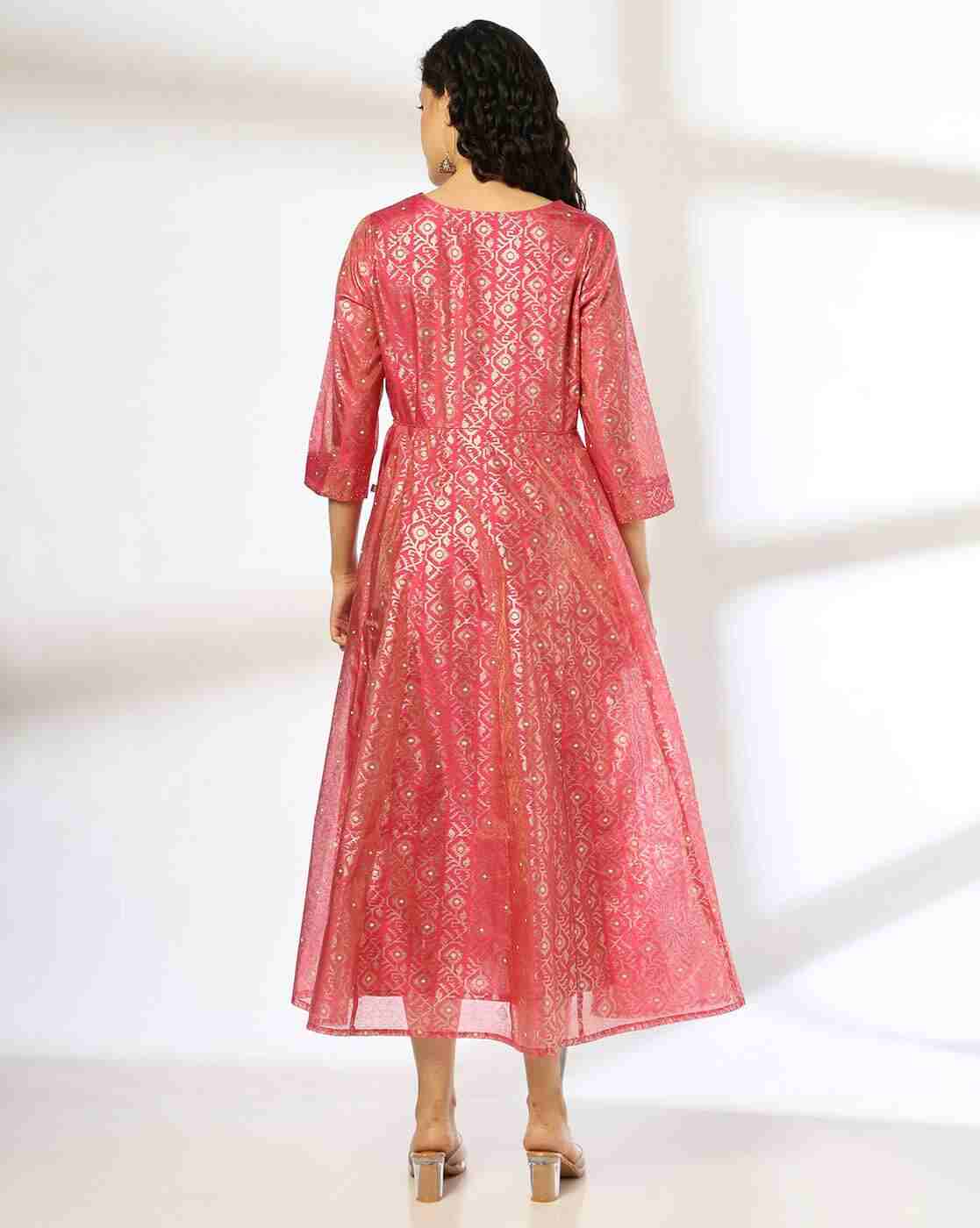 AVAASA SET | Women Printed Round-Neck Fit & Flare Dress|2