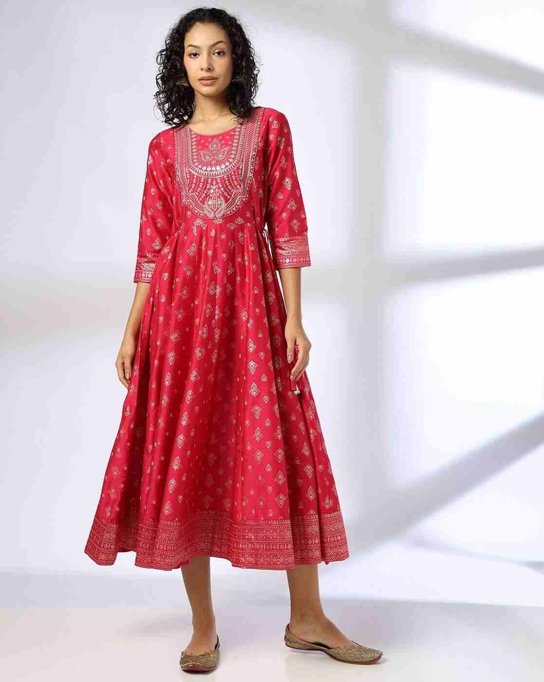 AVAASA SET | Women Floral Print Round-Neck Fit & Flare Dress|0