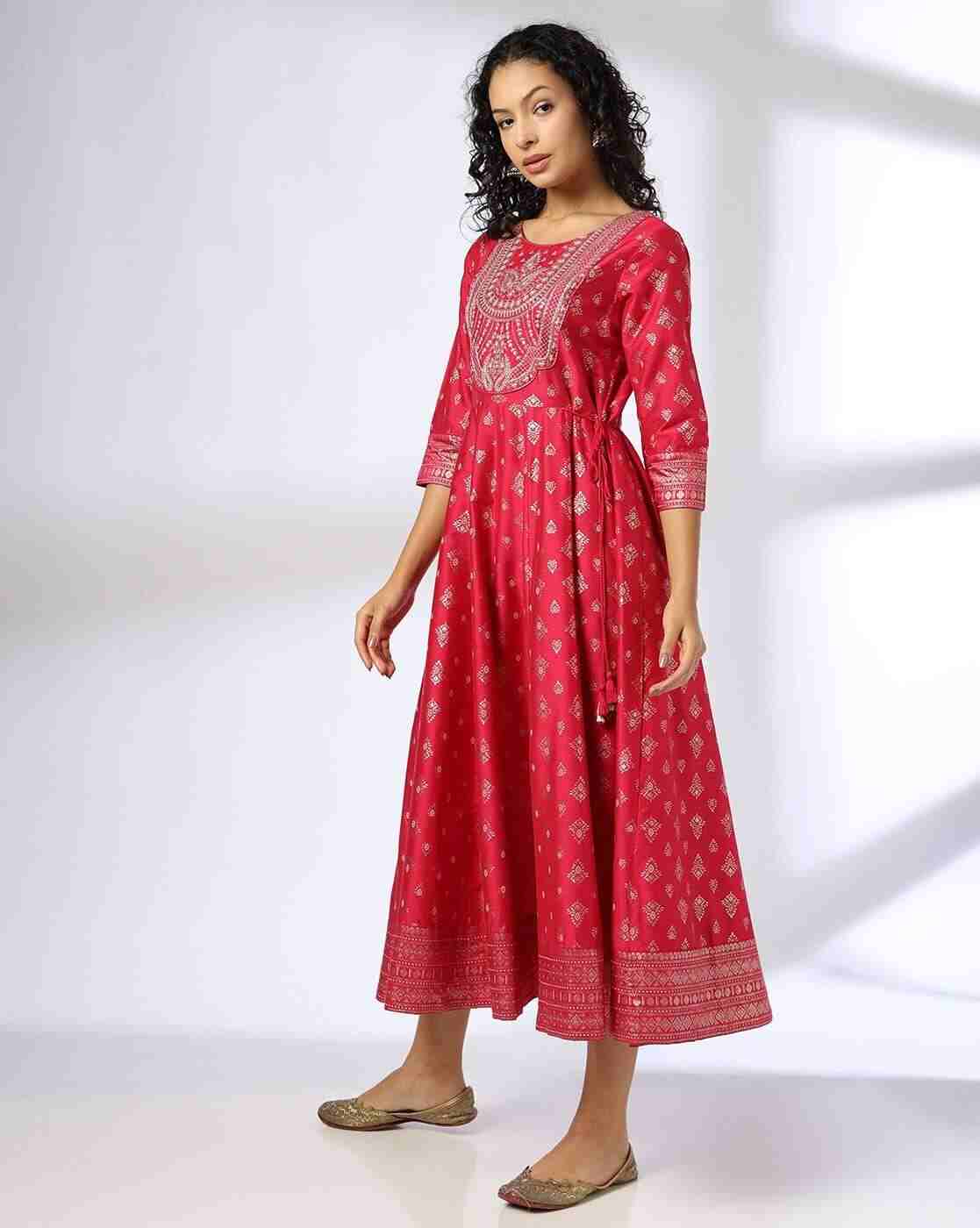 AVAASA SET | Women Floral Print Round-Neck Fit & Flare Dress|1