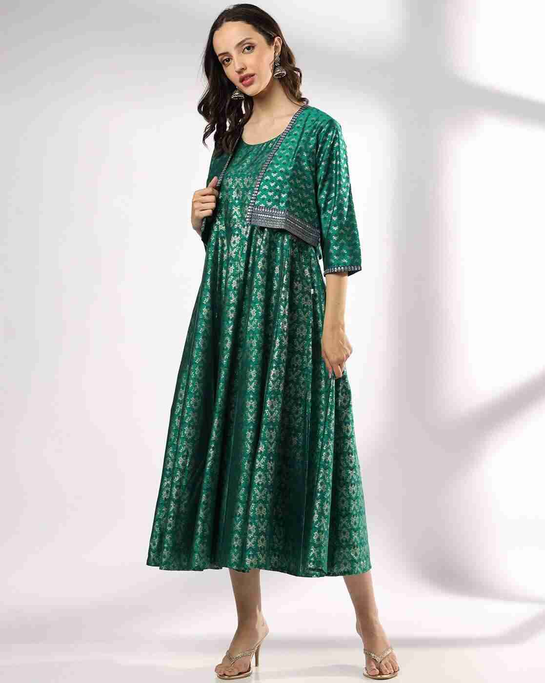 AVAASA SET | Women Floral Print Fit & Flare Dress with Jacket|0