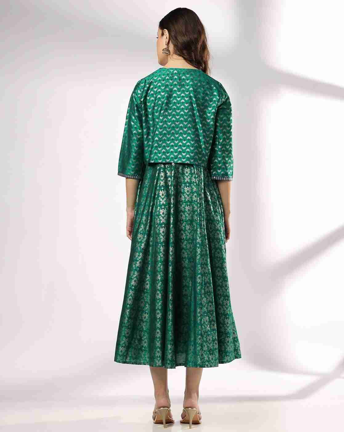 AVAASA SET | Women Floral Print Fit & Flare Dress with Jacket|2