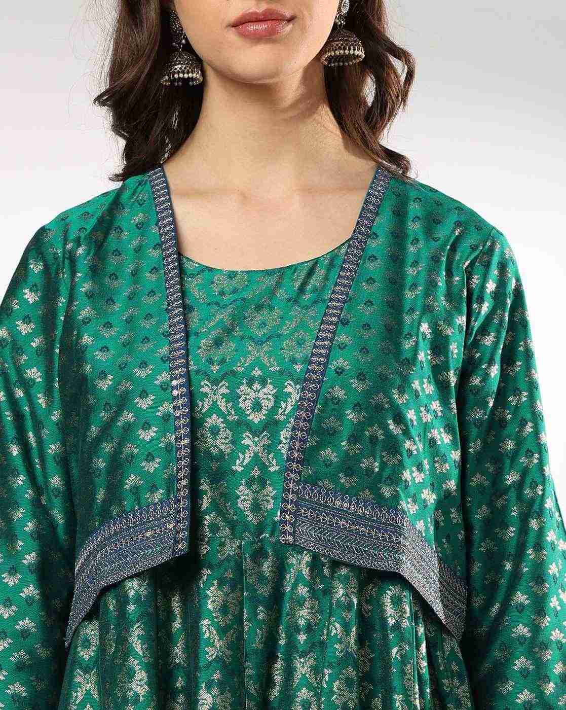 AVAASA SET | Women Floral Print Fit & Flare Dress with Jacket|5