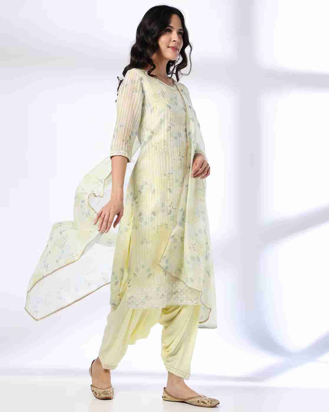 AVAASA SET | Women Floral Print Straight Kurta with Pants & Dupatta|0