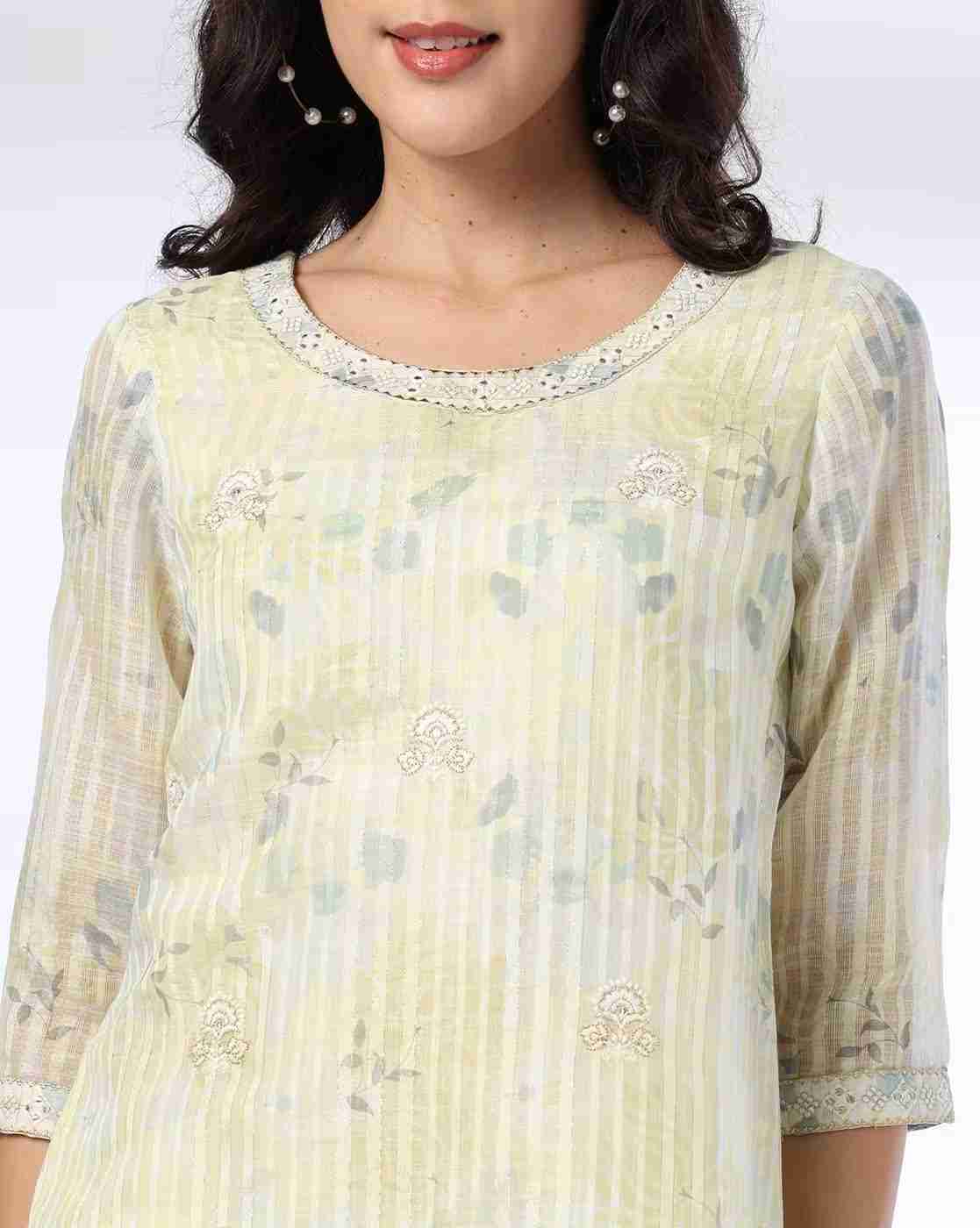 AVAASA SET | Women Floral Print Straight Kurta with Pants & Dupatta|5