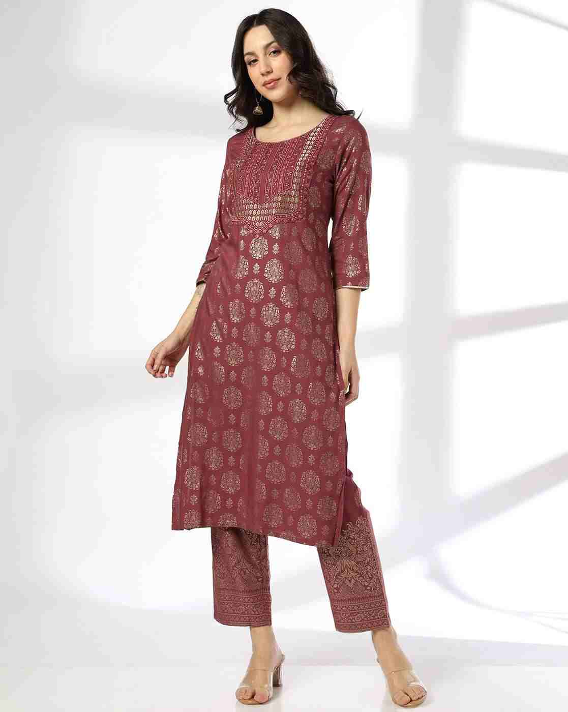 AVAASA SET | Women Floral Print Straight Kurta with Pants|0