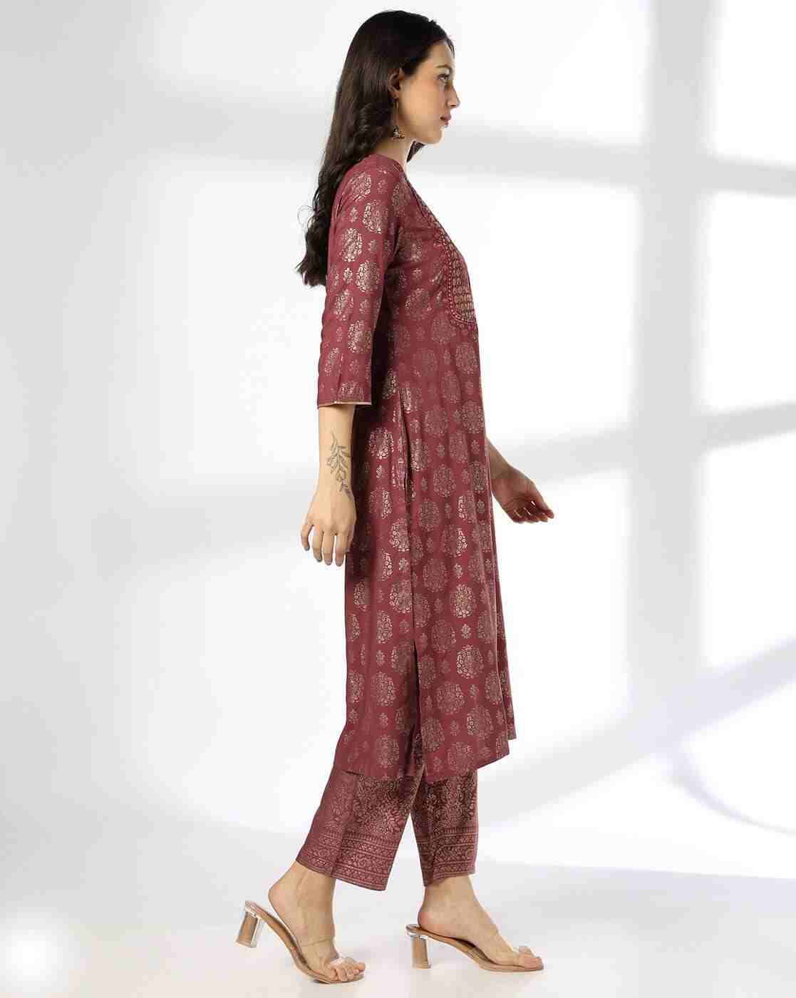 AVAASA SET | Women Floral Print Straight Kurta with Pants|1