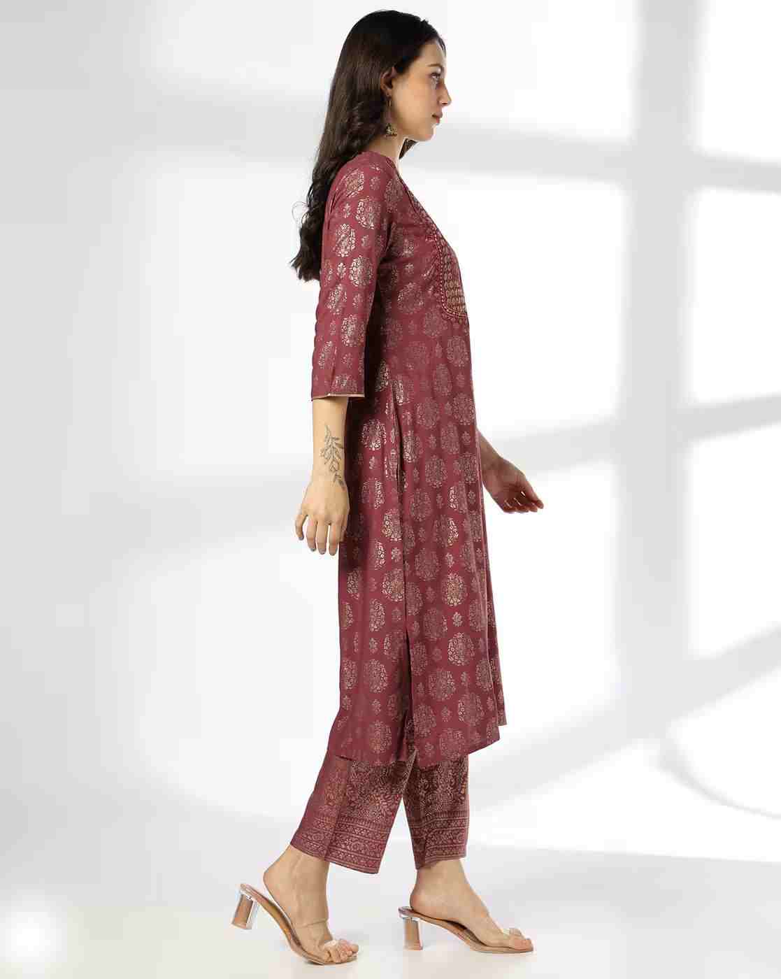 AVAASA SET | Women Floral Print Straight Kurta with Pants
