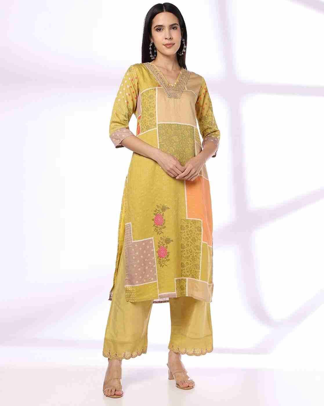 AVAASA SET | Women Floral Print Straight Kurta & Palazzos Set|0