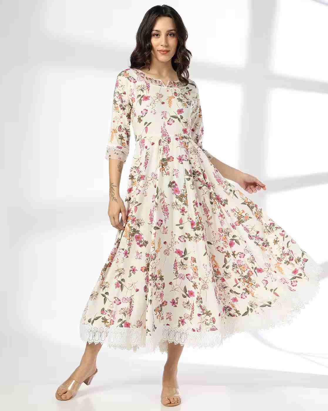 Women Floral Print Fit & Flare Dress