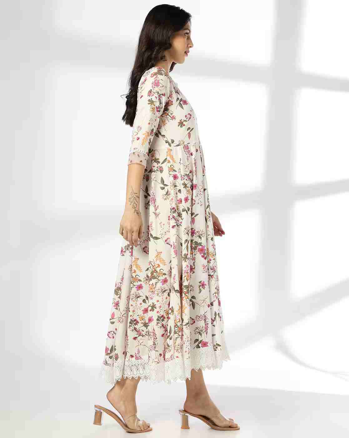 AVAASA SET | Women Floral Print Fit & Flare Dress