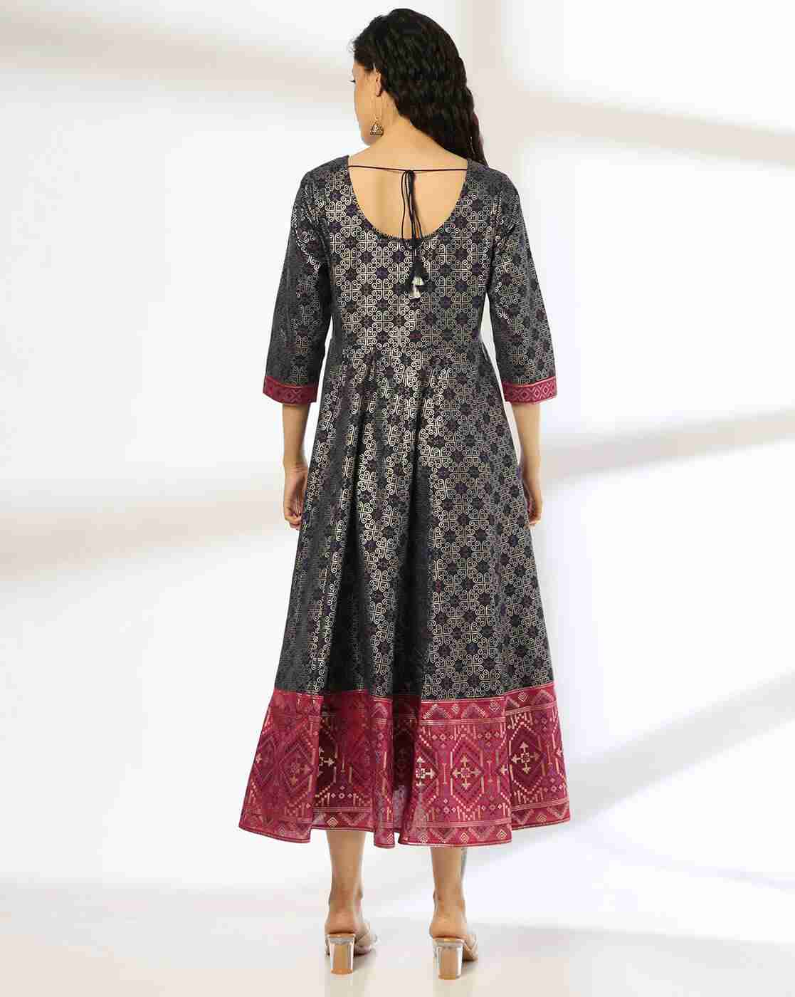 AVAASA SET | Women Printed Round-Neck Fit & Flare Dress|2
