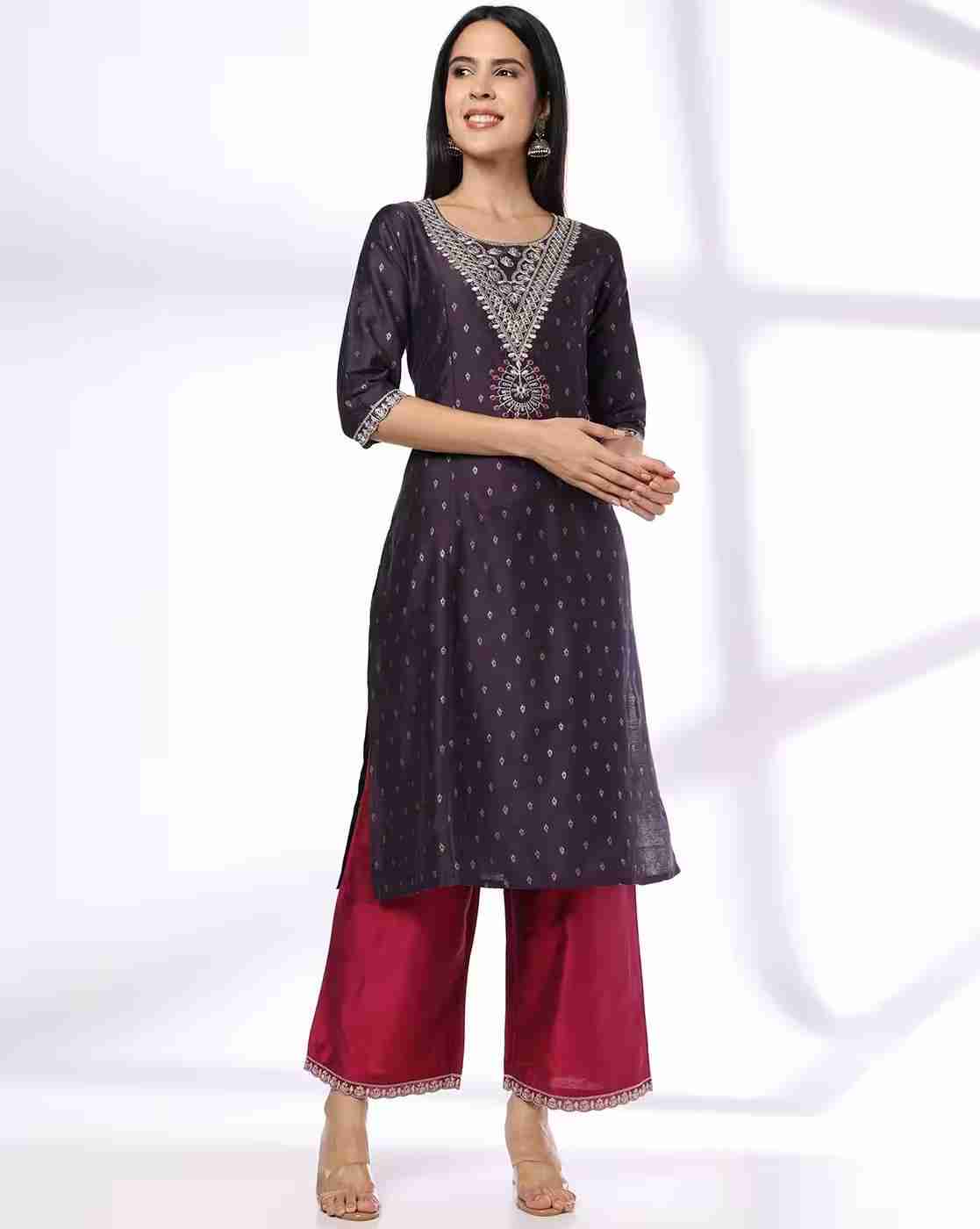 Women Embroidered A-Line Kurta with Palazzos