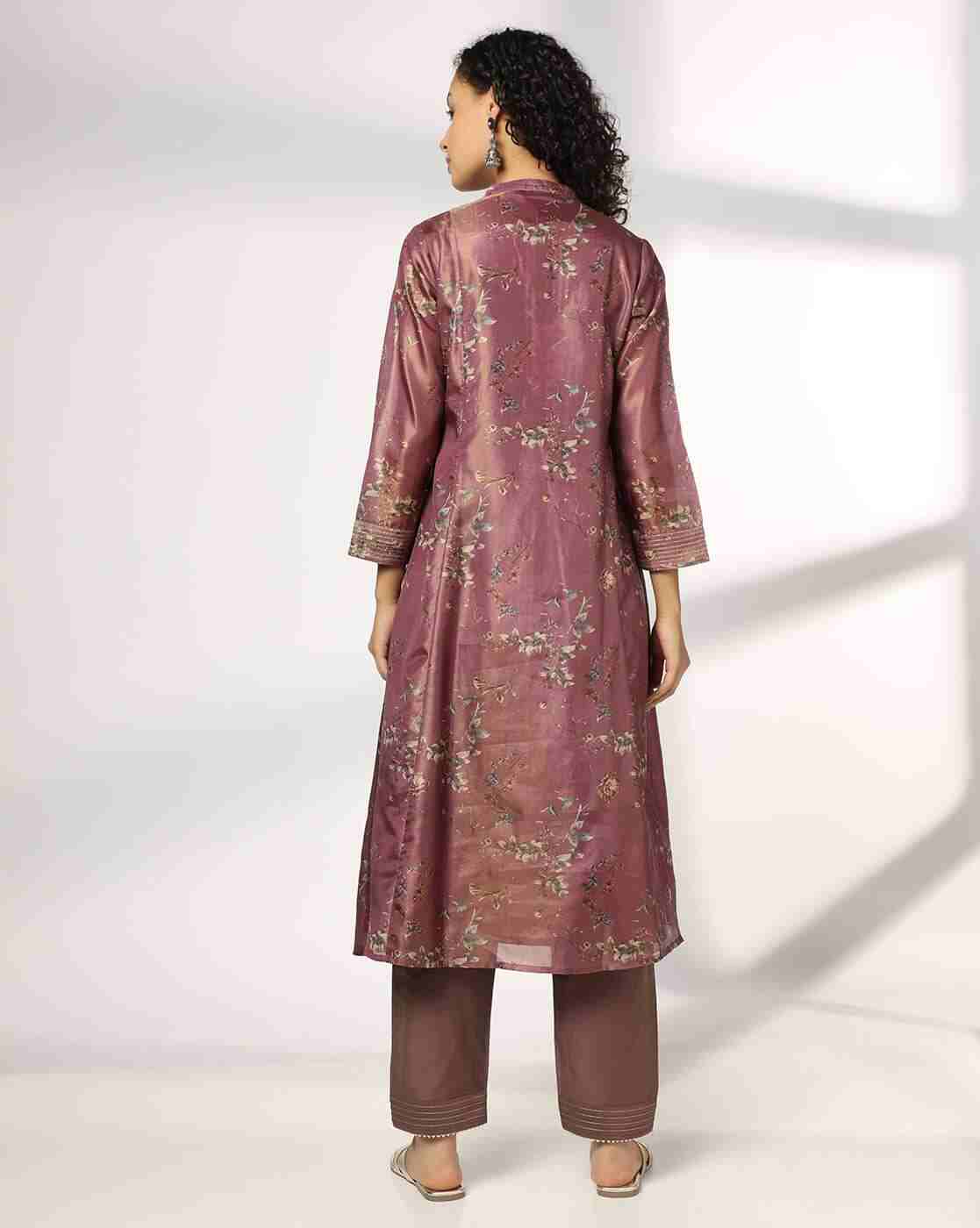 AVAASA SET | Women Floral Print A-Line Kurta with Pants|2