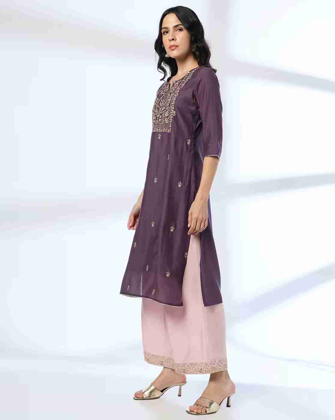 AVAASA SET | Women Embellished Straight Kurta with Palazzos|1