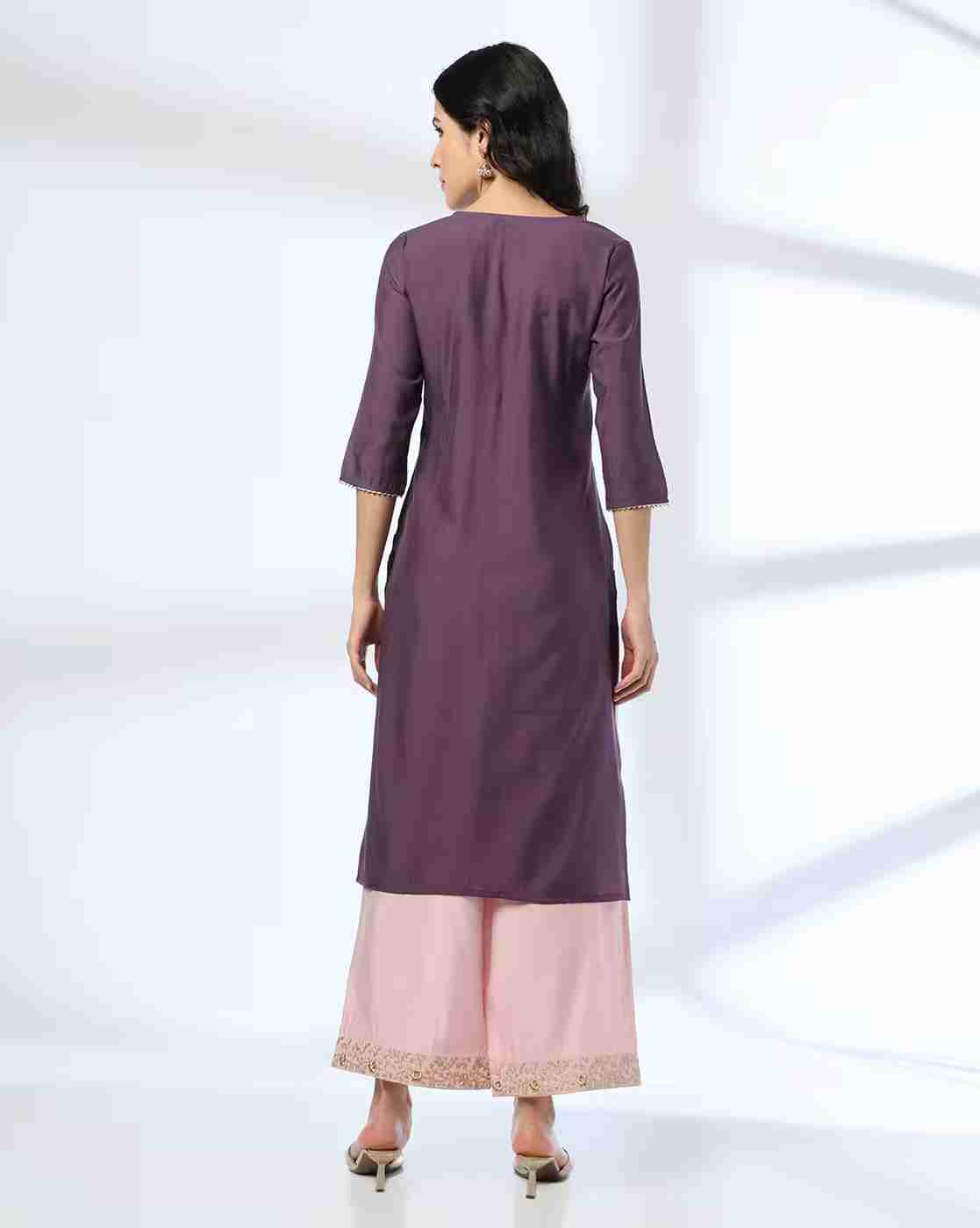 AVAASA SET | Women Embellished Straight Kurta with Palazzos|2