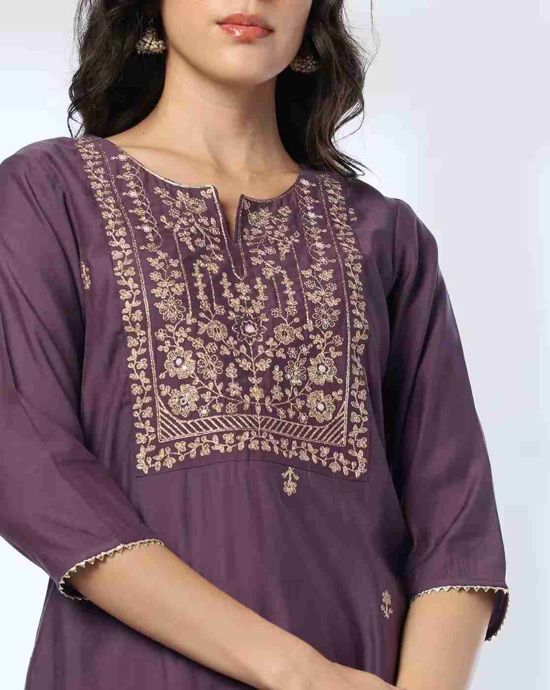 AVAASA SET | Women Embellished Straight Kurta with Palazzos|3