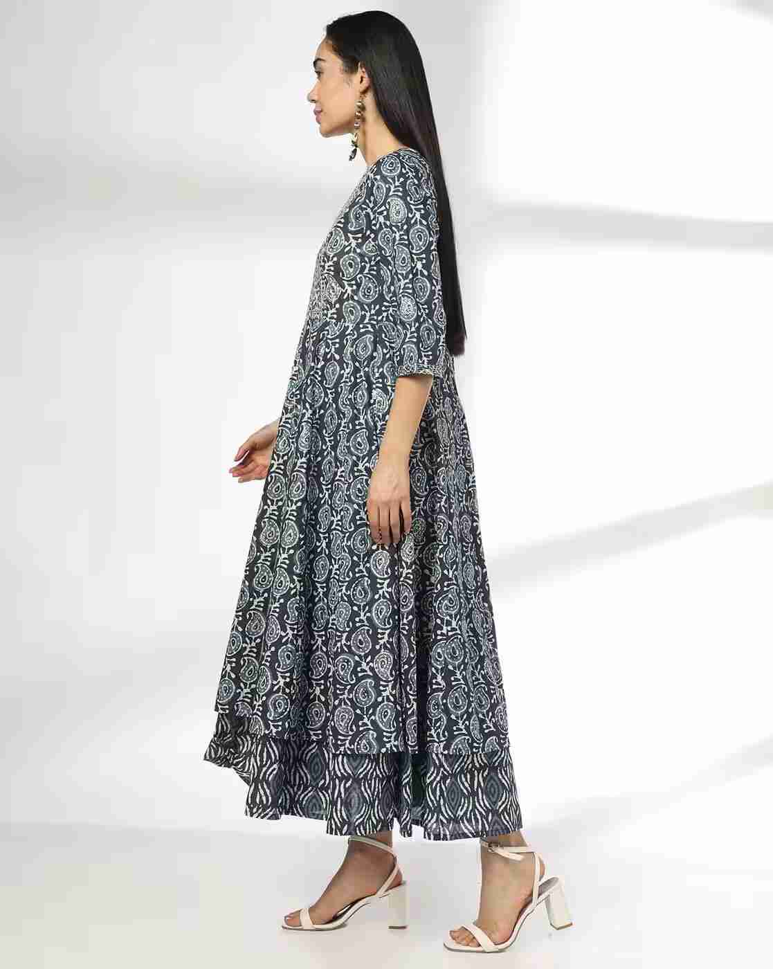 AVAASA SET | Women Paisley Print Fit & Flare Dress|1