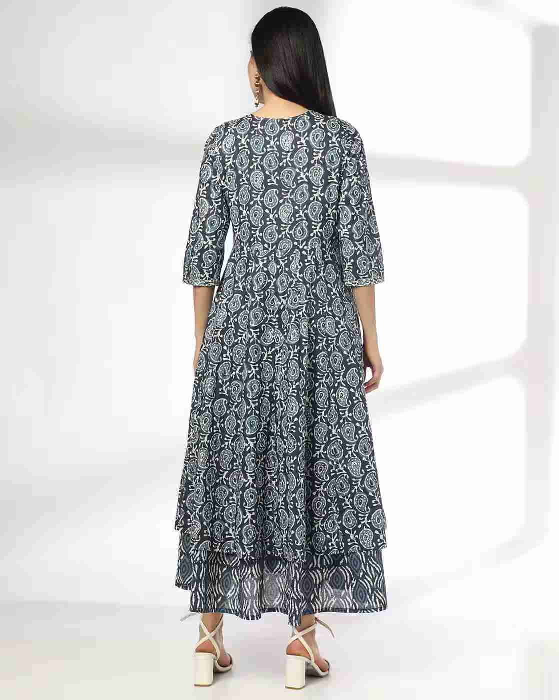 AVAASA SET | Women Paisley Print Fit & Flare Dress|2