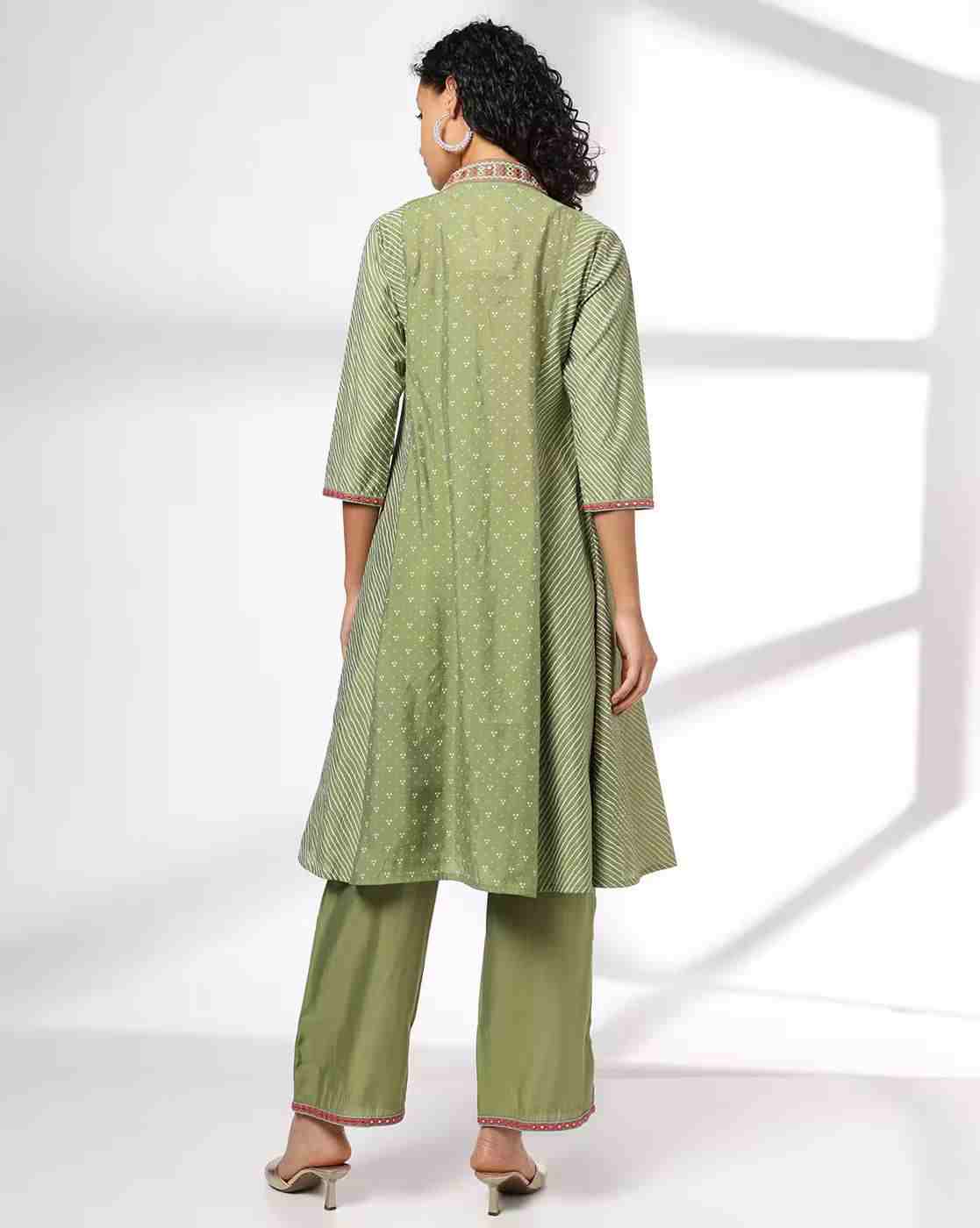 AVAASA SET | Women Leheriya Print A-Line Kurta with Pants|2