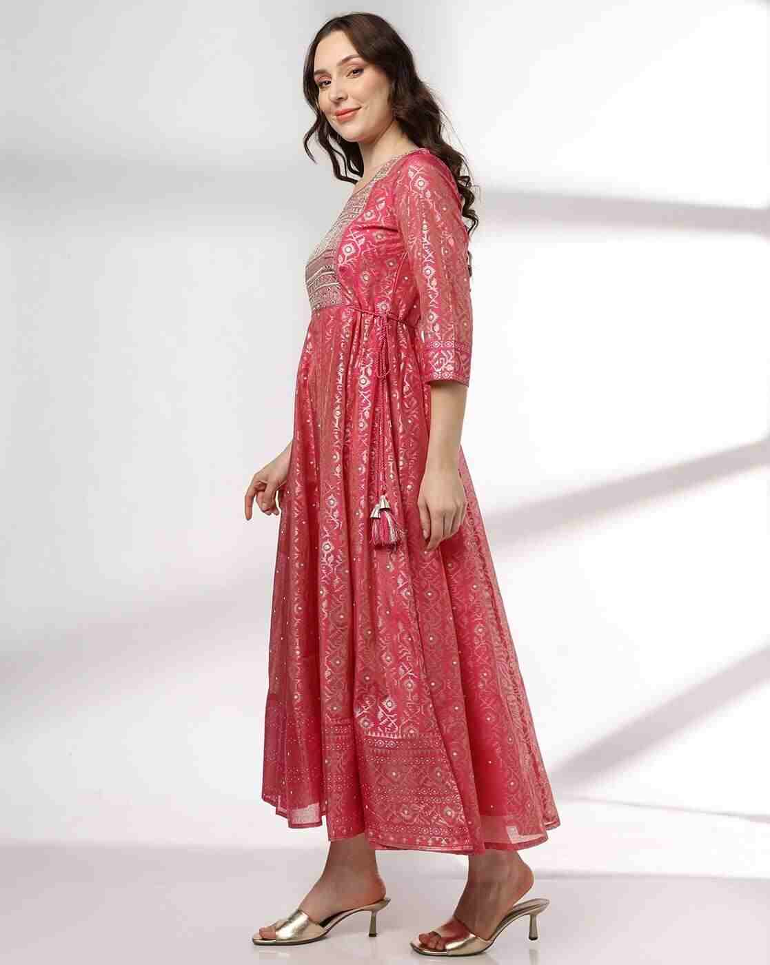 AVAASA SET | Women Printed Jamdani Maxi Dress|1
