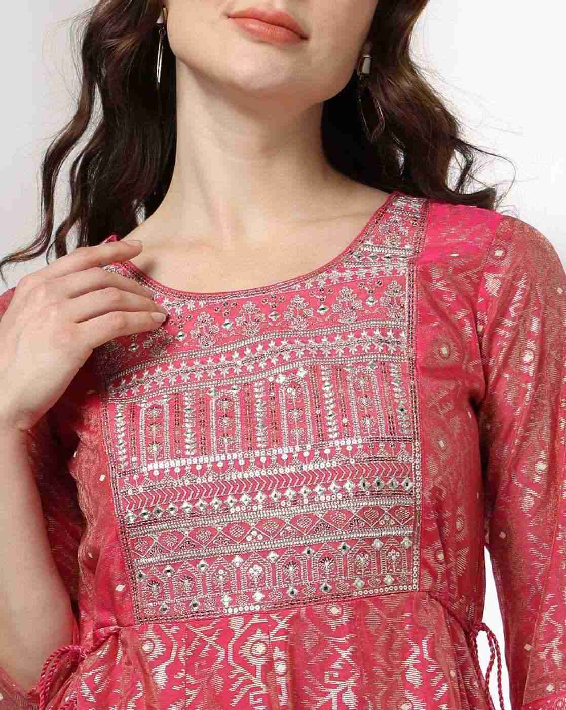 AVAASA SET | Women Printed Jamdani Maxi Dress|3