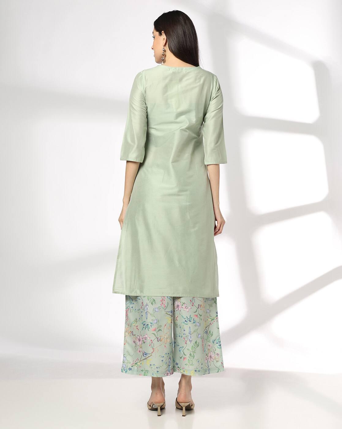 AVAASA SET | Women Floral Print Straight Kurta with Palazzos & Dupatta|2