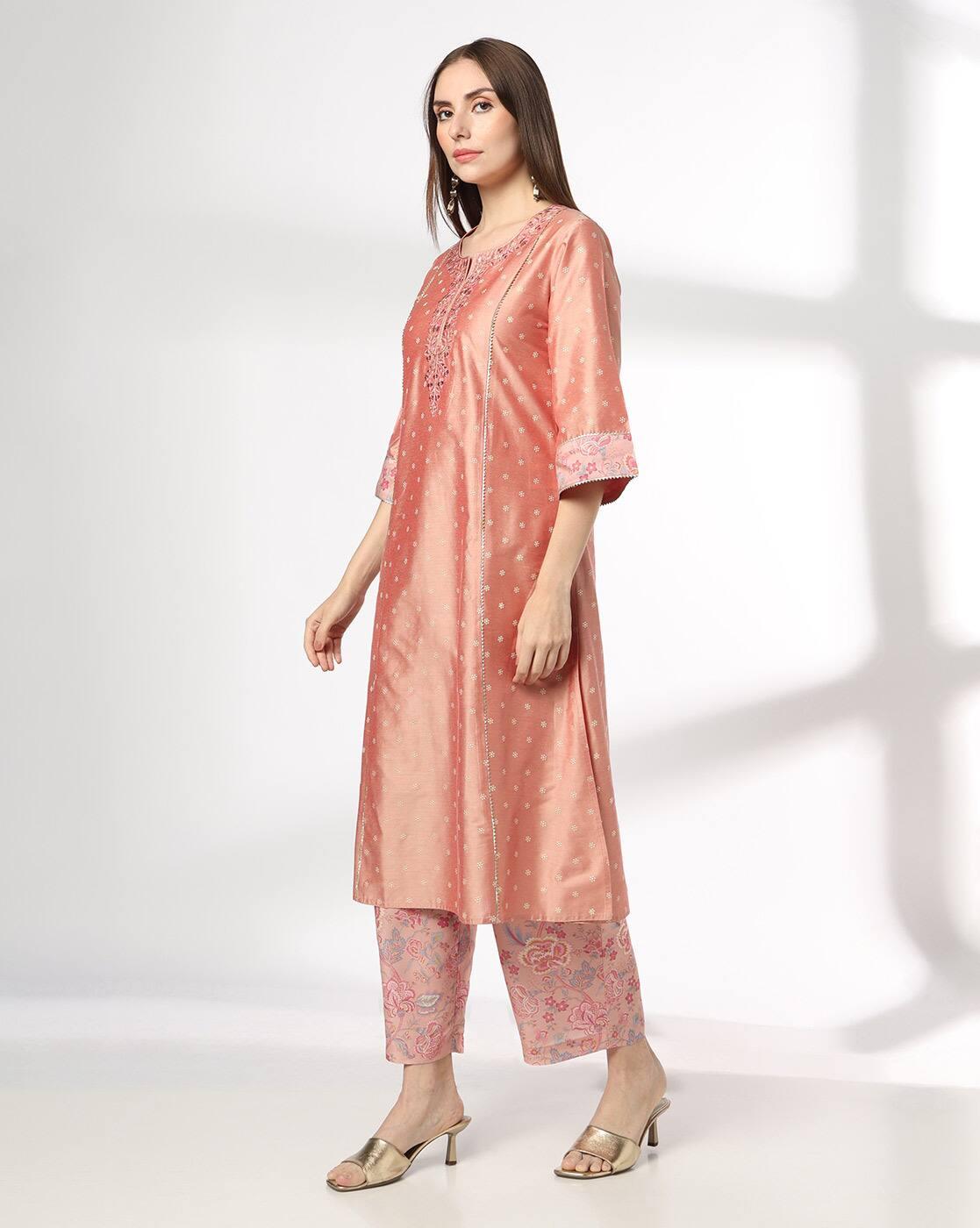 AVAASA SET | Women Embellished Straight Kurta with Palazzos & Dupatta|1