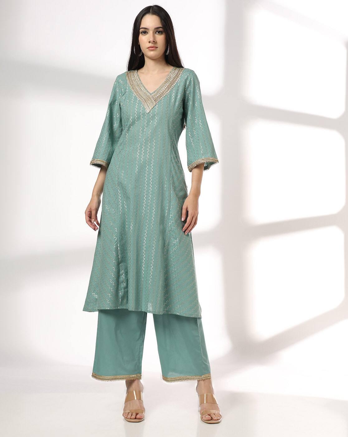 AVAASA SET | Women Embellished A-Line Kurta & Palazzos Set|0