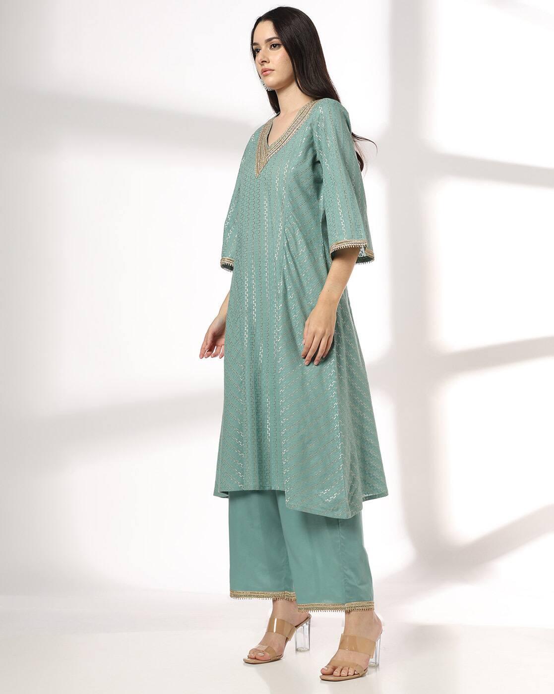 AVAASA SET | Women Embellished A-Line Kurta & Palazzos Set|1