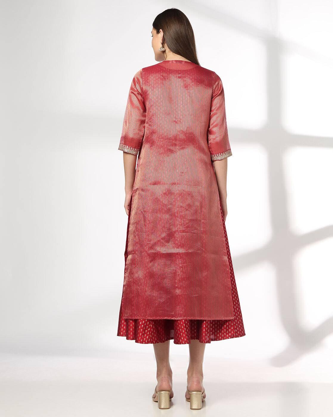 AVAASA SET | Women Embroidered Fit & Flare Dress with Jacket|2