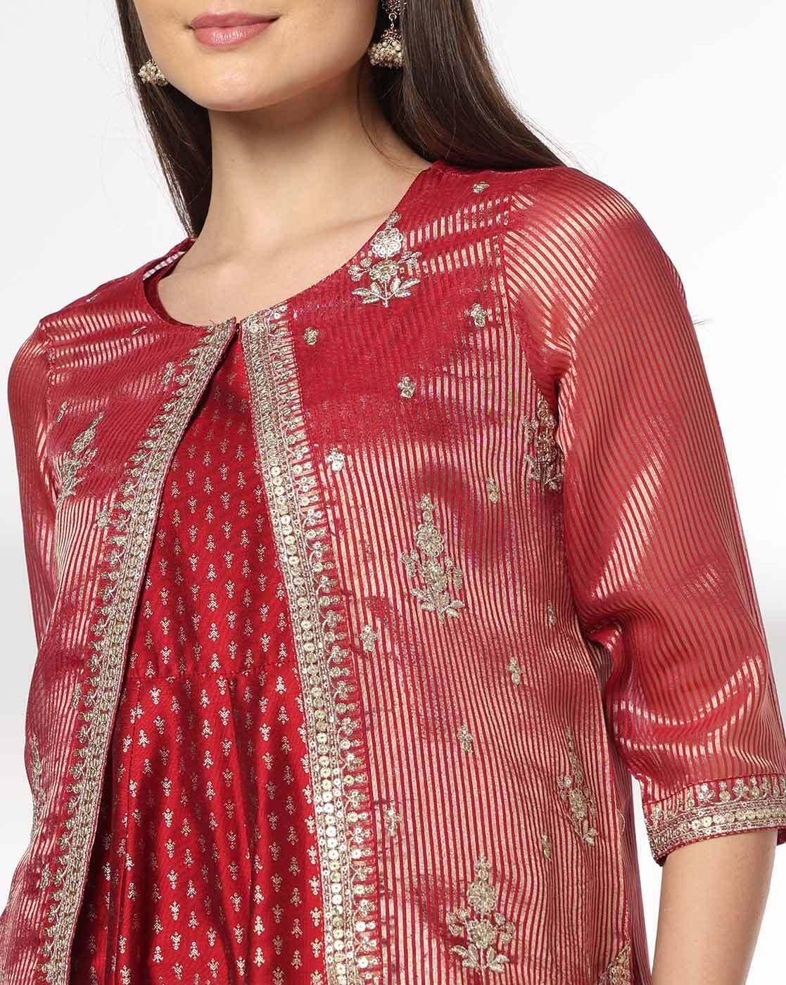 AVAASA SET | Women Embroidered Fit & Flare Dress with Jacket|4