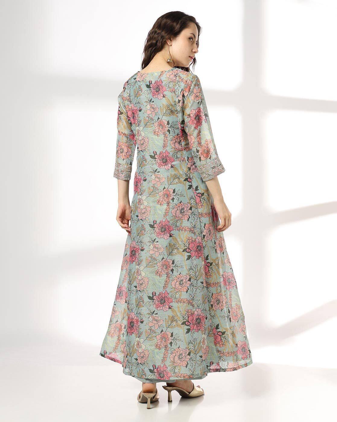 AVAASA SET | Women Floral Print A-Line Dress|2