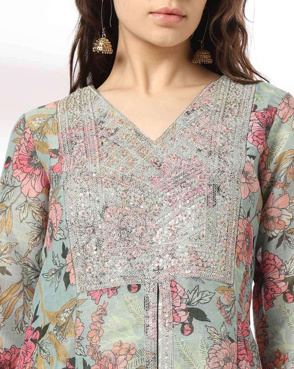 AVAASA SET | Women Floral Print A-Line Dress|4