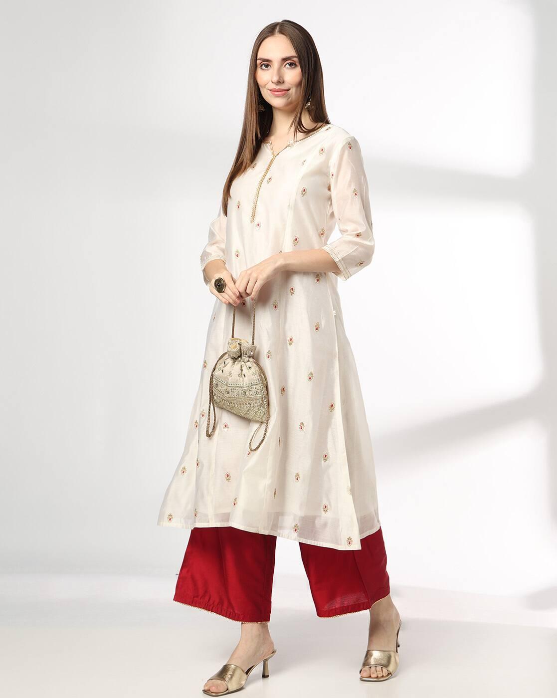 AVAASA SET | Women Embroidered Flared Kurta & Palazzos Set|0
